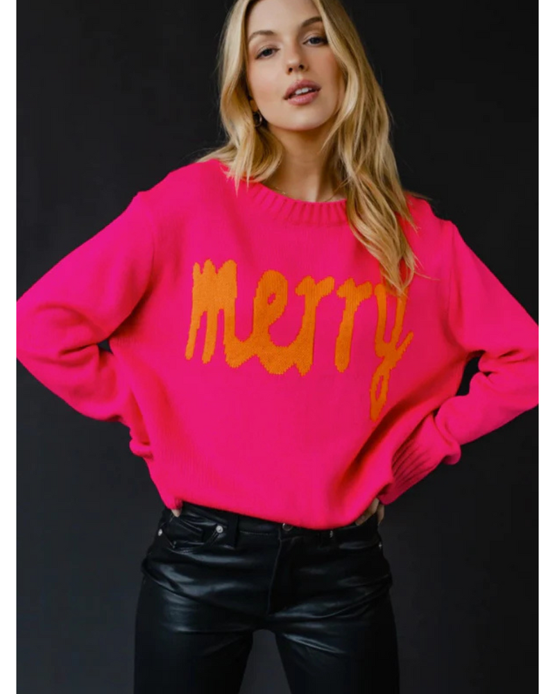 Merry Pullover Sweater Bright Pink