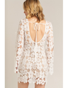 Moni Floral Lace Bell Sleeve Mini Dress White