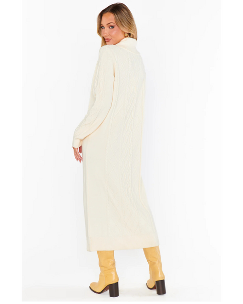 Montreal Midi Dress Cream Cable Knit