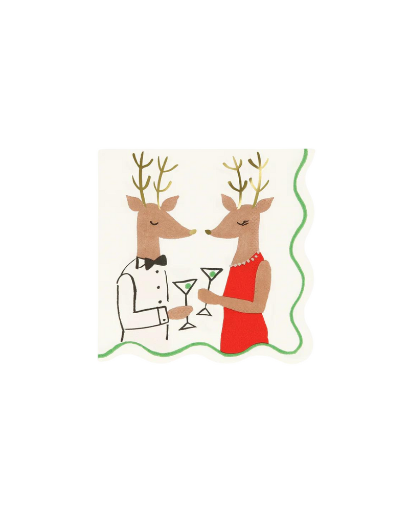 Mr And Mrs Reindeer Small Napkins