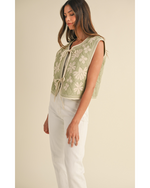 Noa Quilted Tie Front Vest Light Sage