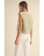 Noa Quilted Tie Front Vest Light Sage