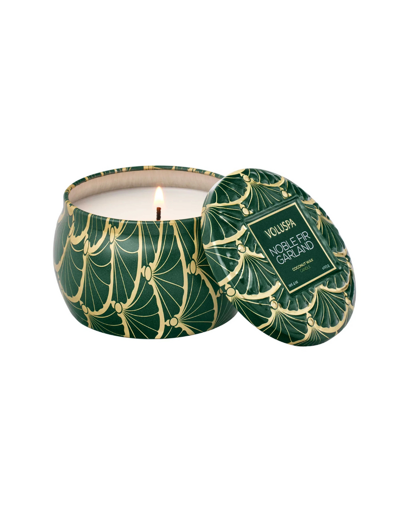 Noble Fir Garland Candle Mini Tin