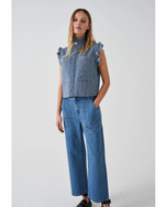 Pablo Waistcoat Vest Washed Denim Stripe