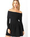 Paris Foldover Sweater Mini Dress Black