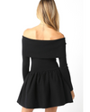 Paris Foldover Sweater Mini Dress Black