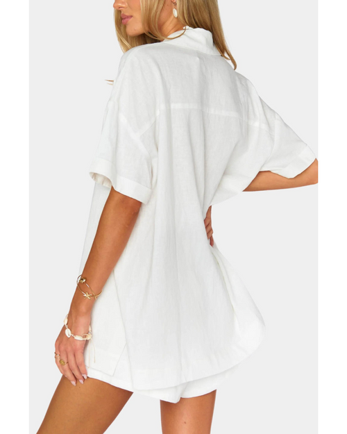 Parker Button Down White Linen