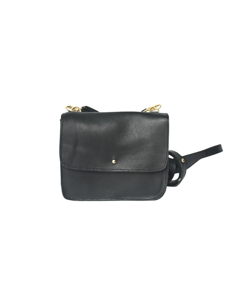 Petite Crossbody Leather Bag Black