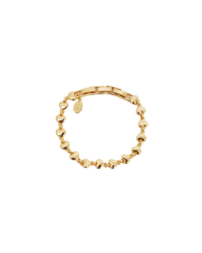 Puff Heart Chain Bracelet Gold