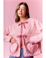 Quilted Heart Pocket Jacket Pink