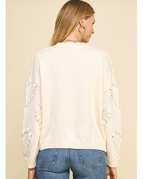 Rebel Heart Stitched Sweater Top Cream