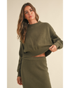 Rhett Waffle Sweater Top Olive