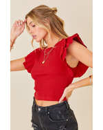 Rita Ribbed Ruffle Spirit Top