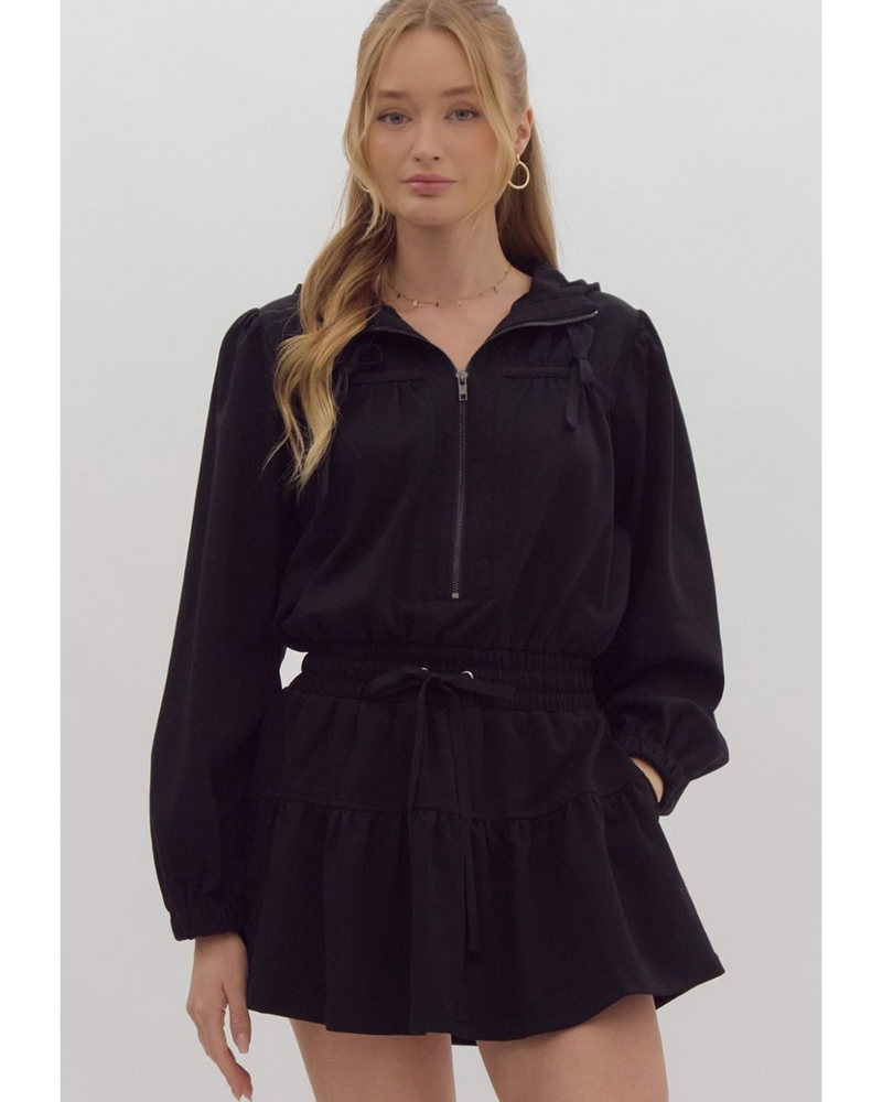 Ronda Leisure Hooded Dress Black