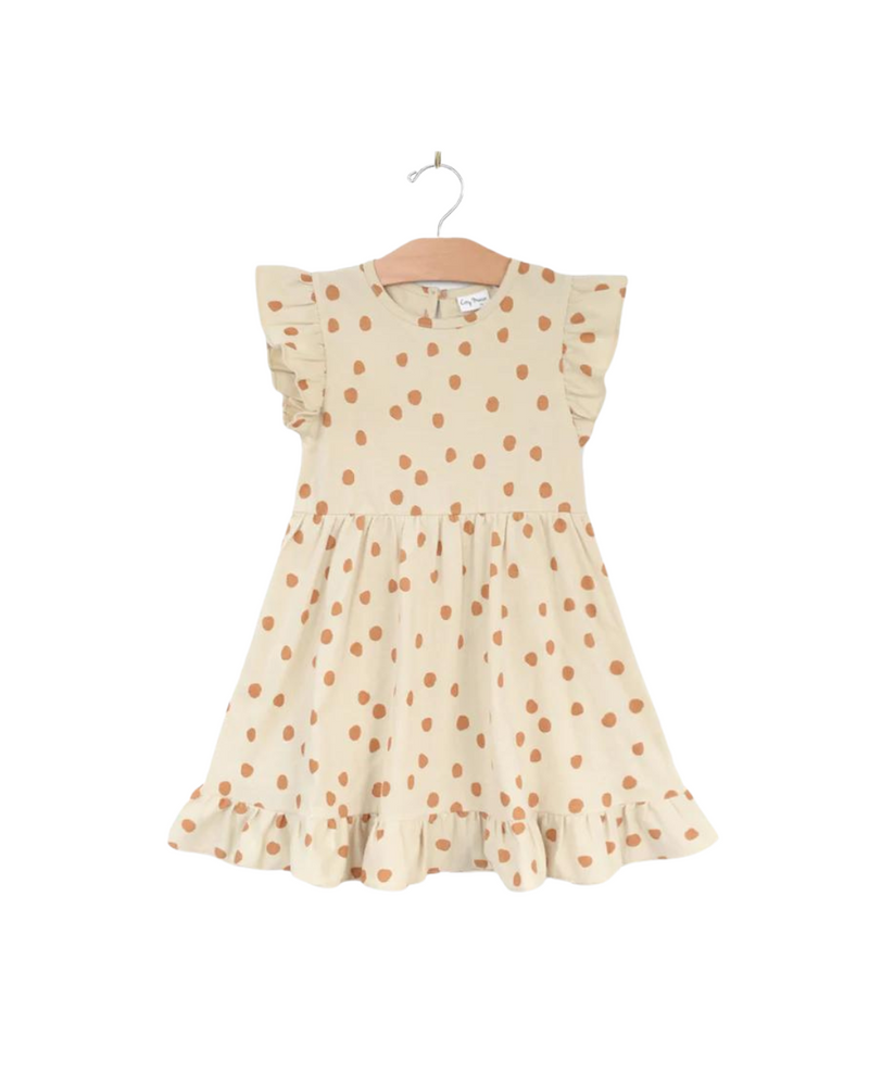 Ruffle Dress Saffron Dots