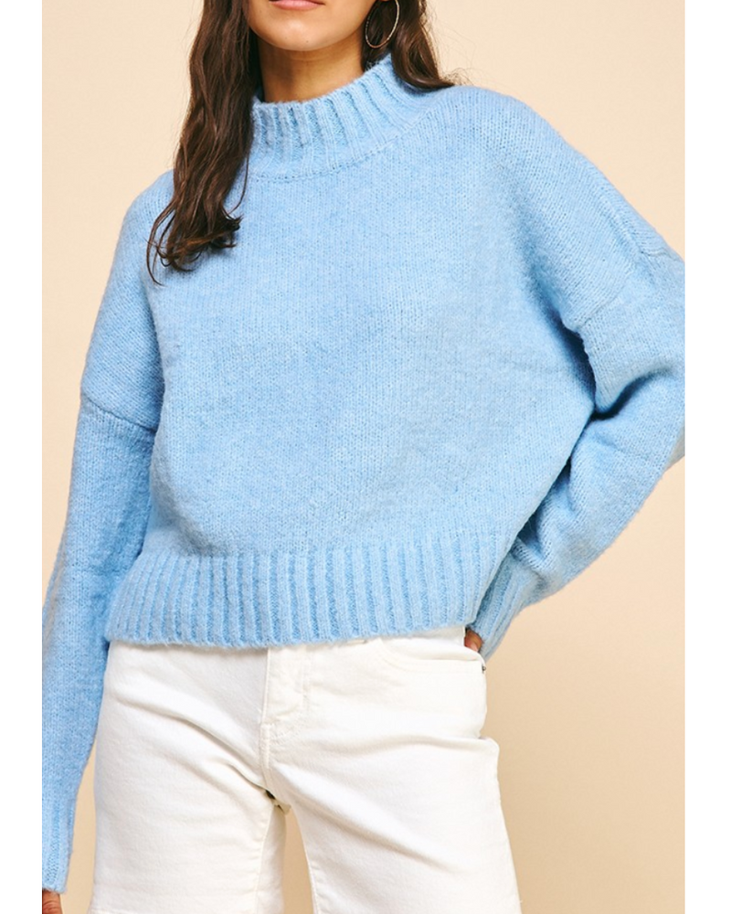 Sally Mock Neck Sweater Light Blue