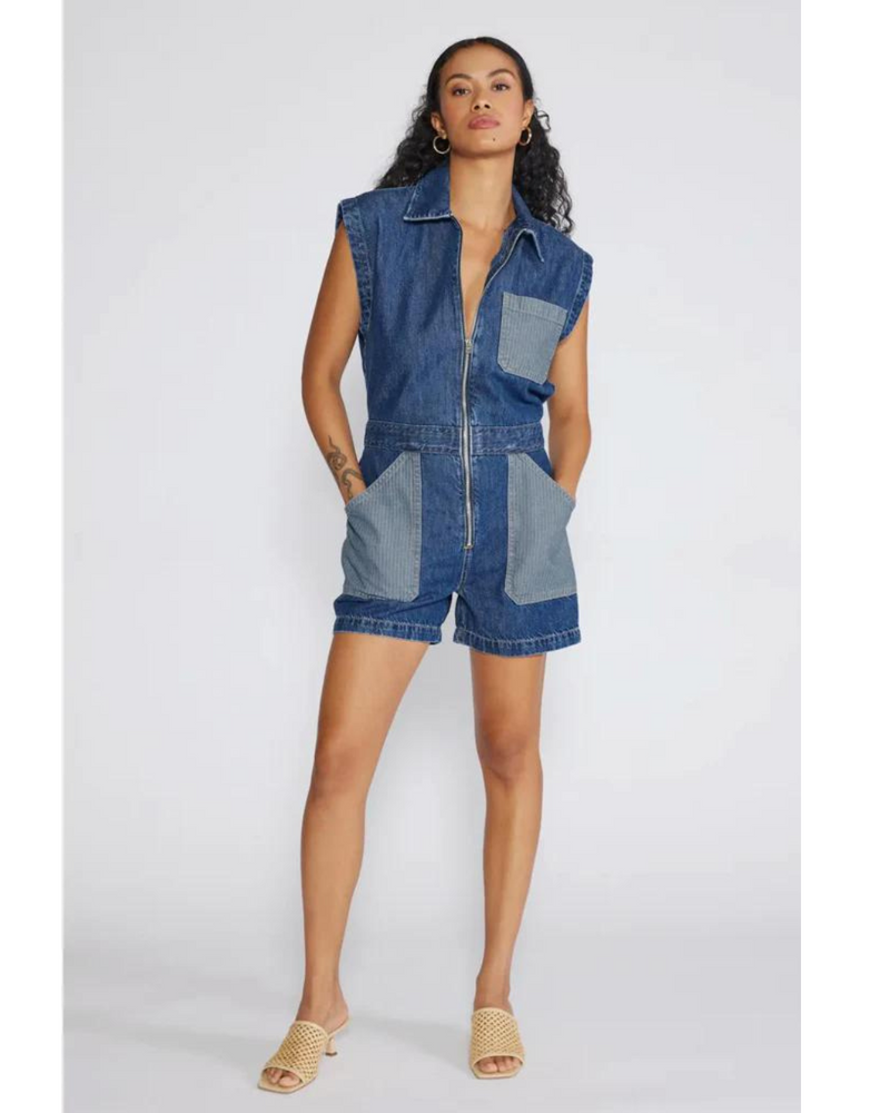 Samantha Utility Romper Kaan Stripe