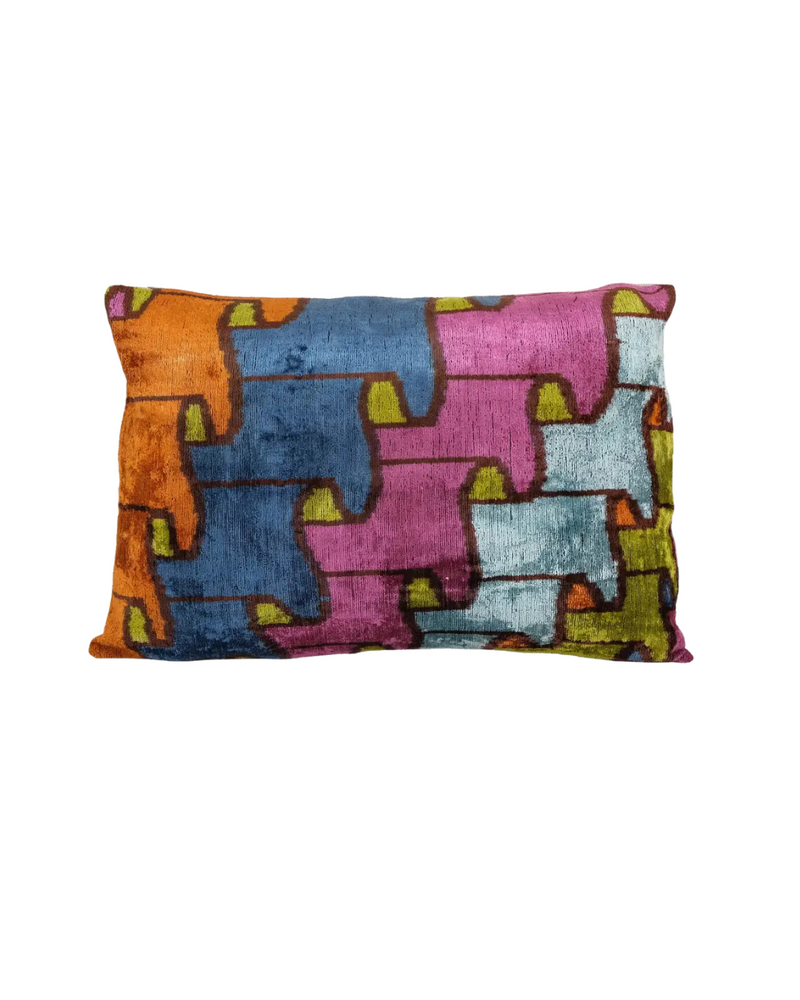 Silk Velvet Ikat Pillow Puzzle