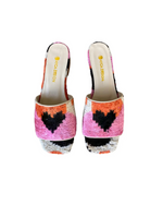 Silk Velvet Ikat Slides Pink Orange Heart