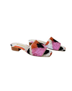 Silk Velvet Ikat Slides Pink Orange Heart