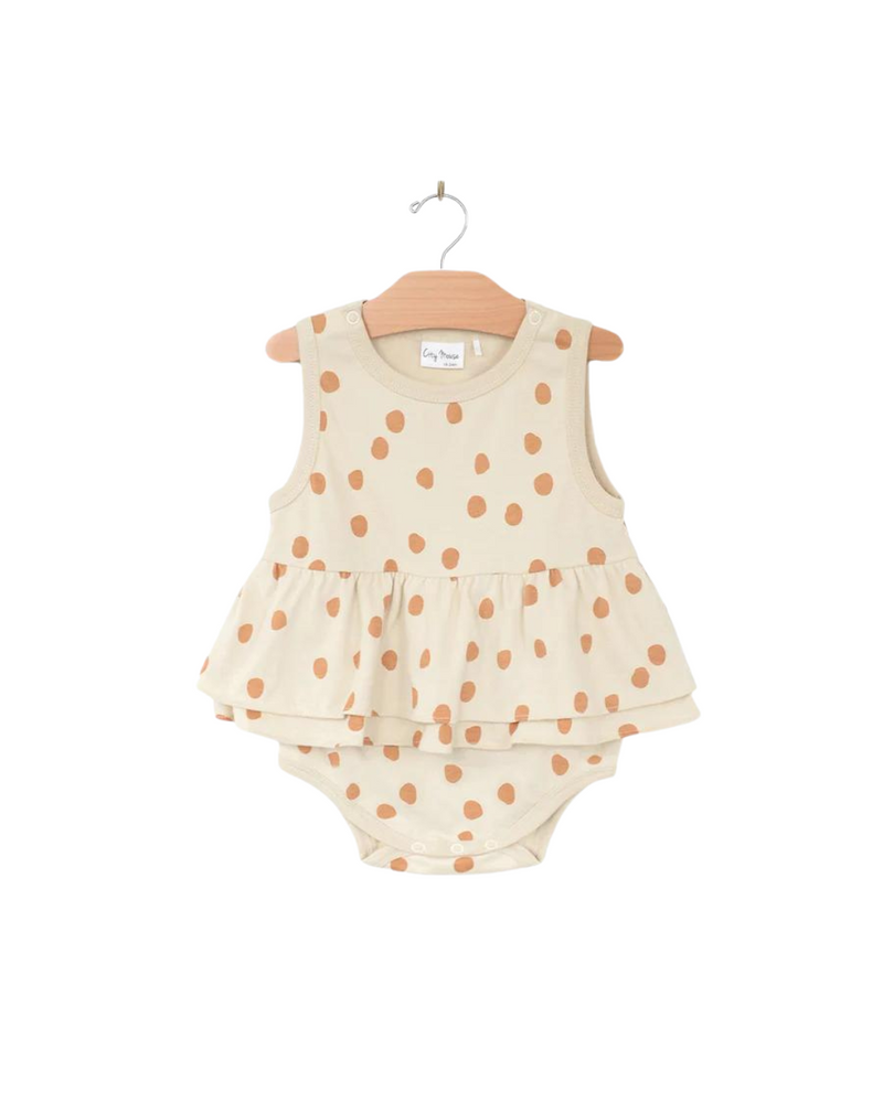 Skirted Tank Bodysuit Saffron Dots