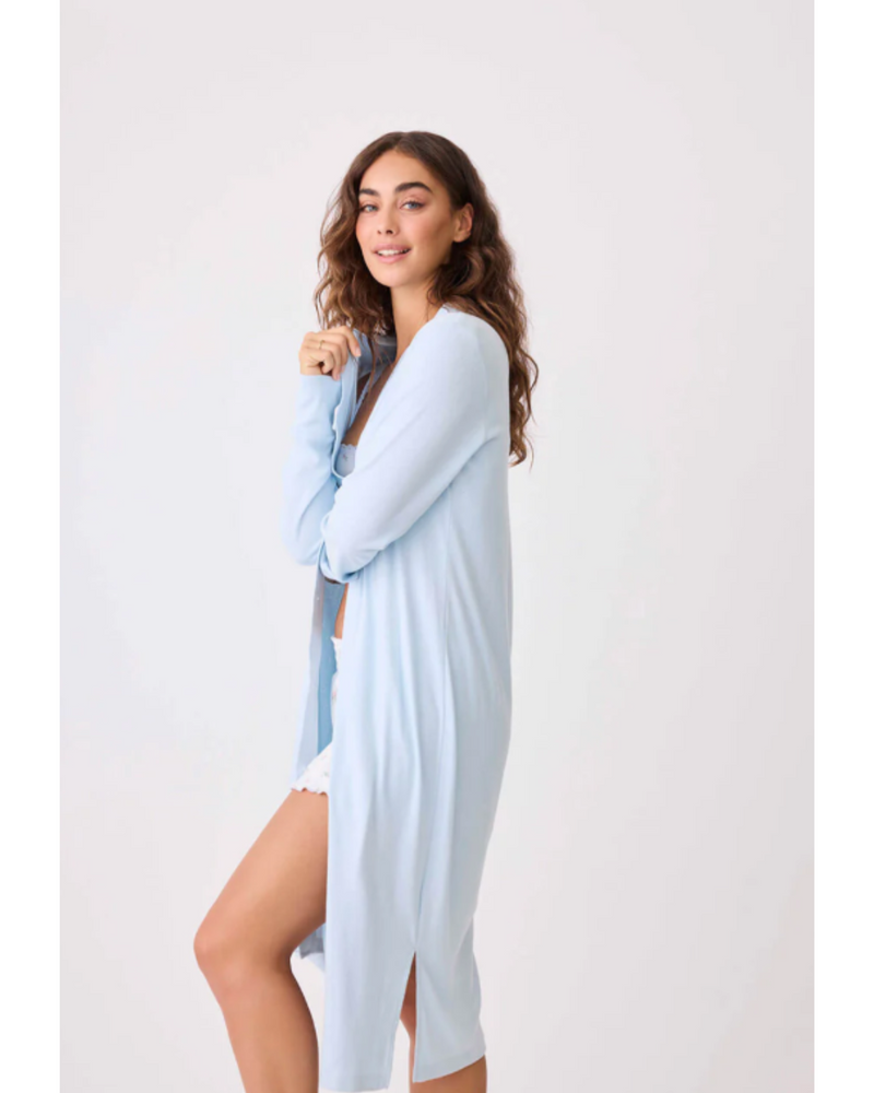 Sleep Cardigan Pointelle Hearts Blue Haze