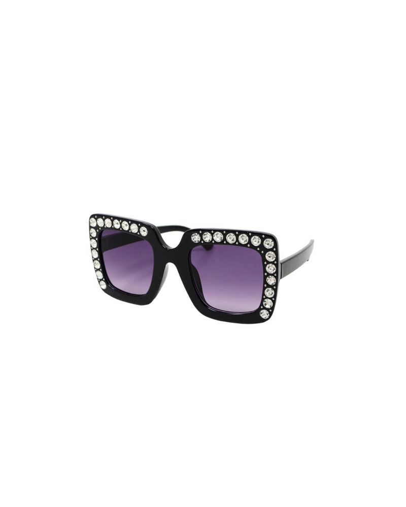 Square Crystal Sunglasses Black