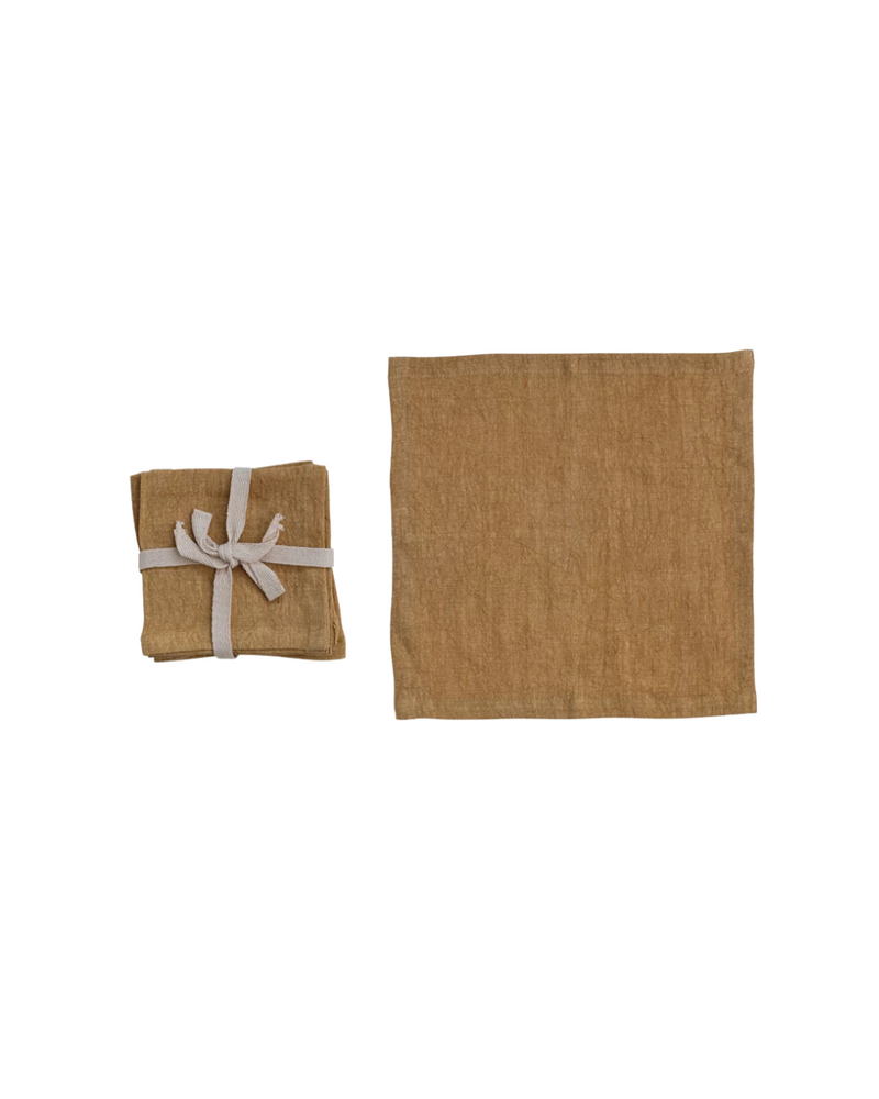 Stonewashed Linen Napkin Set Mustard