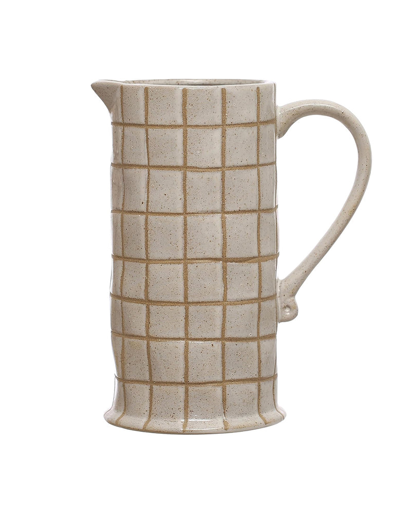 Stoneware Pitcher Reactive Glaze Grid