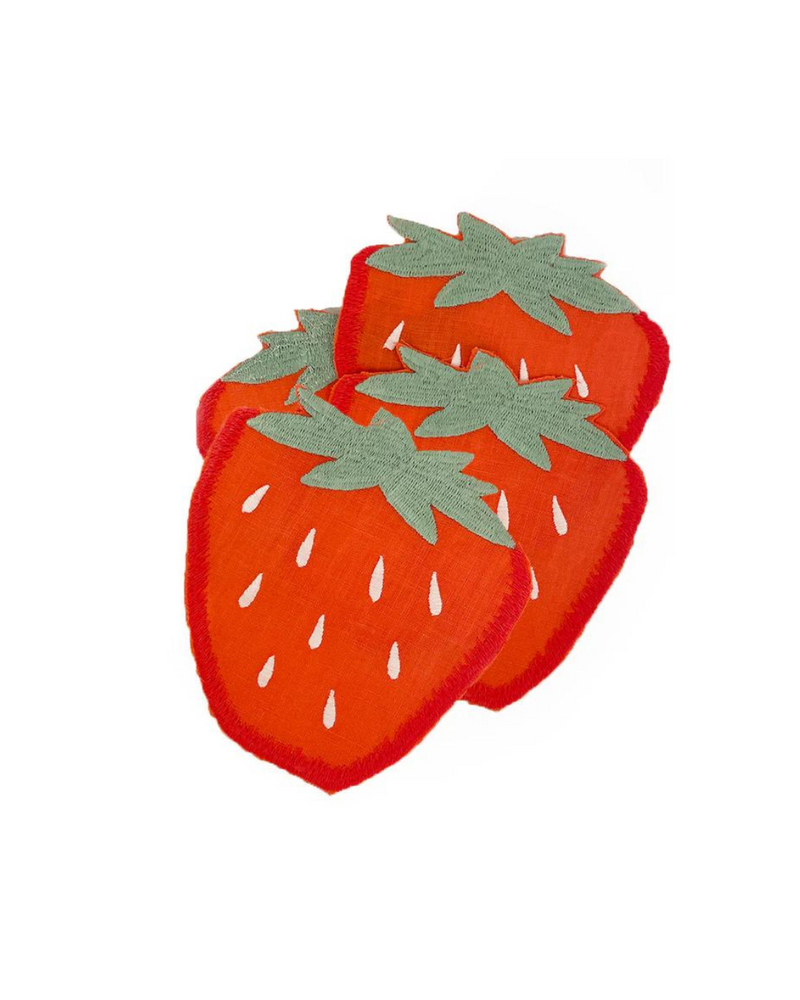 Strawberry Shaped Cocktail Napkins Set of 4