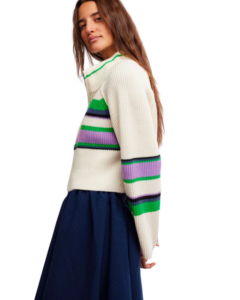 Striped Greta Half Zip Sugar Swirl Combo