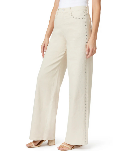 Studded Wide Leg Slouch Jeans Ecru
