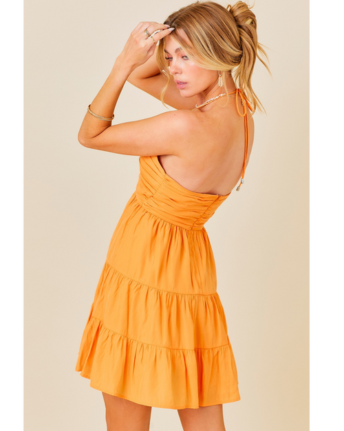 Susie Rushed Halter Mini Dress Apricot