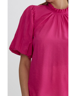 Tahlia High Neck Puff Sleeve Blouse Hot Pink