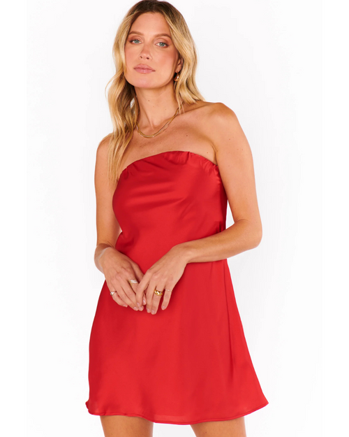 Taylor Tube Mini Dress Red Luxe Satin