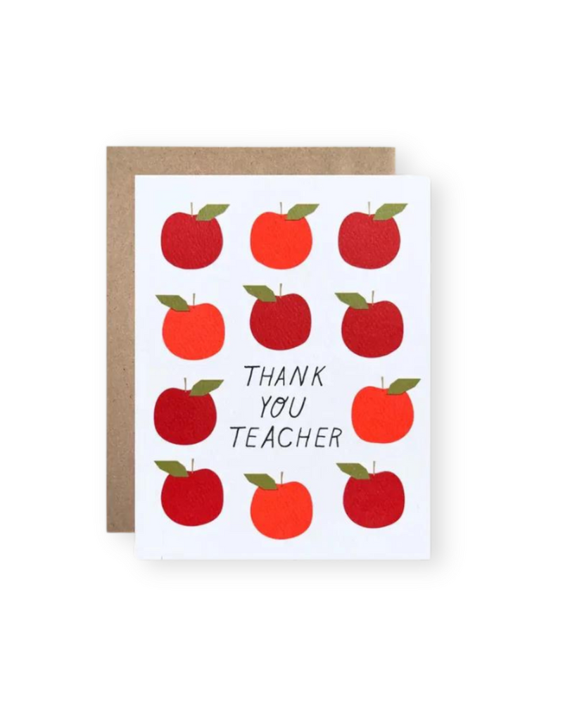 Thank You Teacher card featuring vibrant apples, perfect for showing appreciation. 