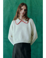 The Crochet Collar Pullover Soft White Cherry