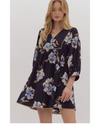 Truni Dark Floral Mini Dress Black