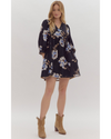 Truni Dark Floral Mini Dress Black