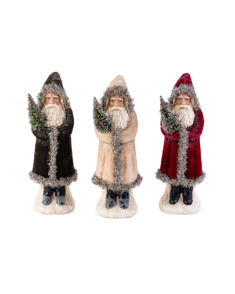 Velvet Belsnickle Santa With Tree L Asst