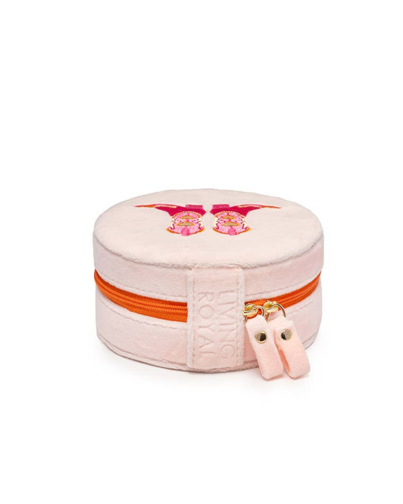 Velvet Jewelry Zip Case Cowgirl Boots Pink