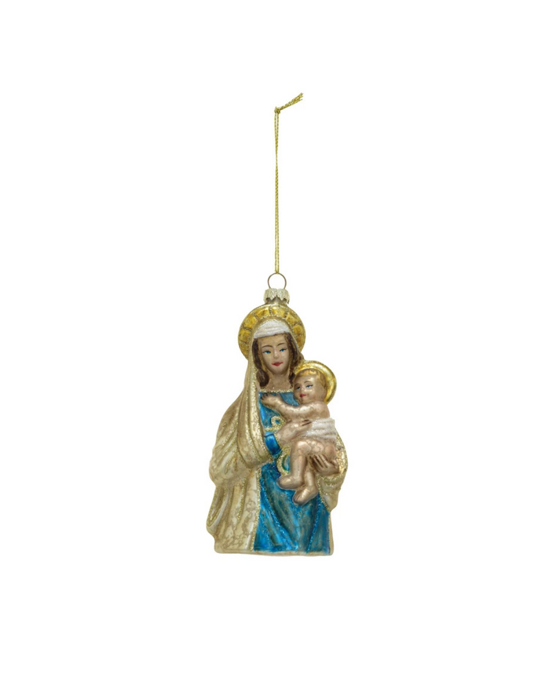 Virgin Mary And Child Ornament Blue