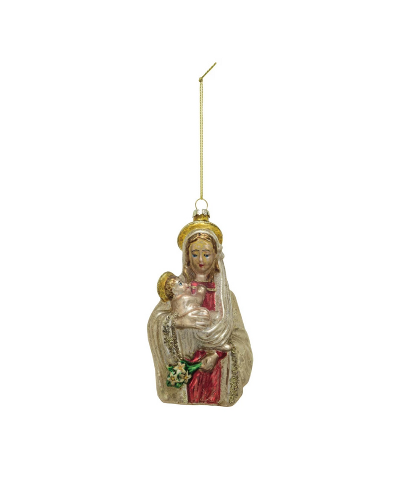 Virgin Mary And Child Ornament Red