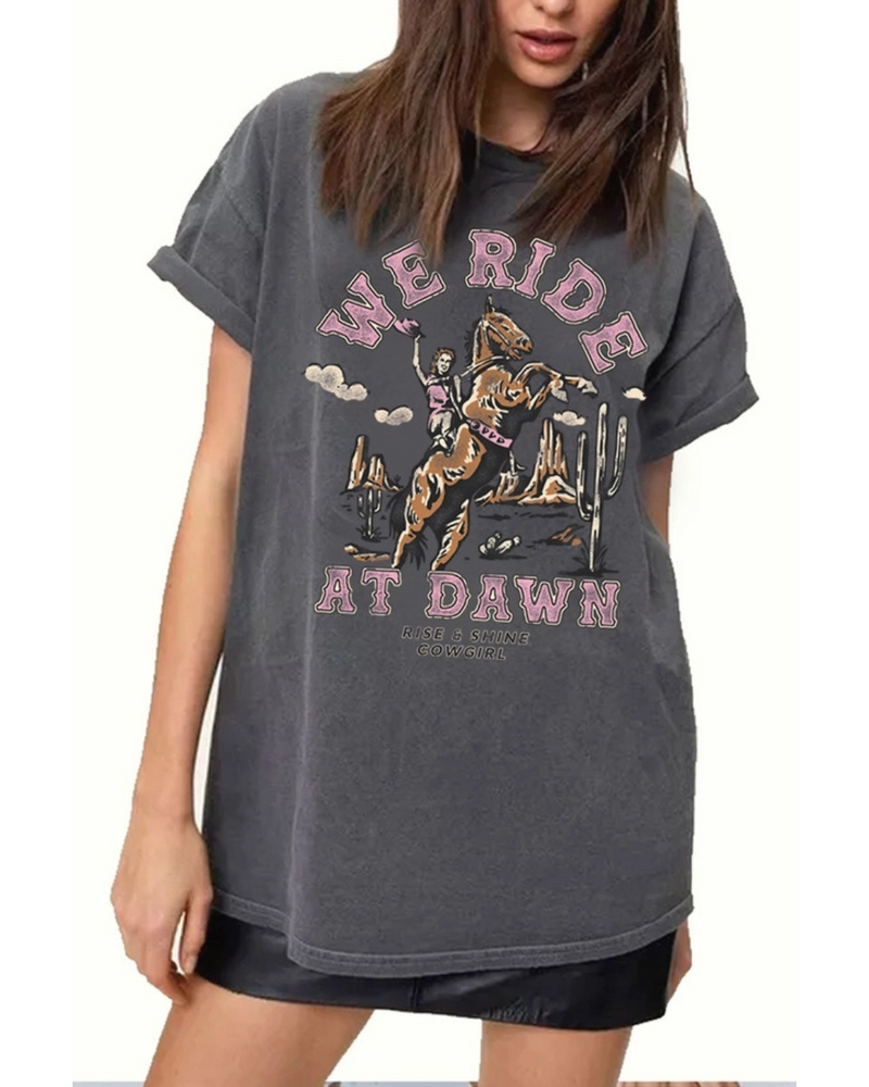 We Ride At Dawn Oversized Tee Mineral Charcoal