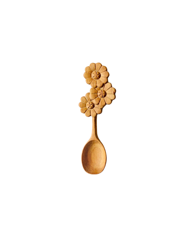 Wooden Flower Handle Spoon