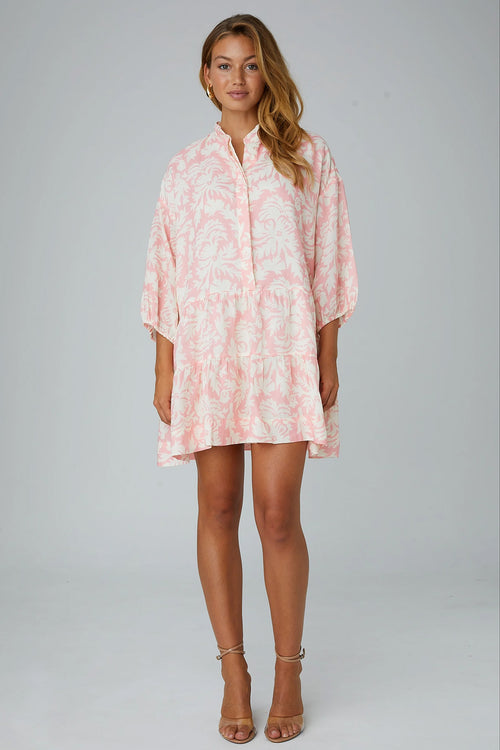 Allie Linen Dress Pink Print