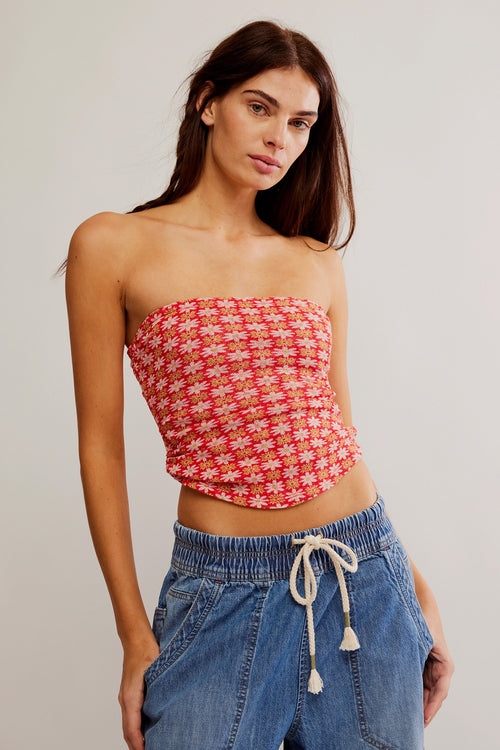 Boulevard Printed Tube Top Flame Red Combo