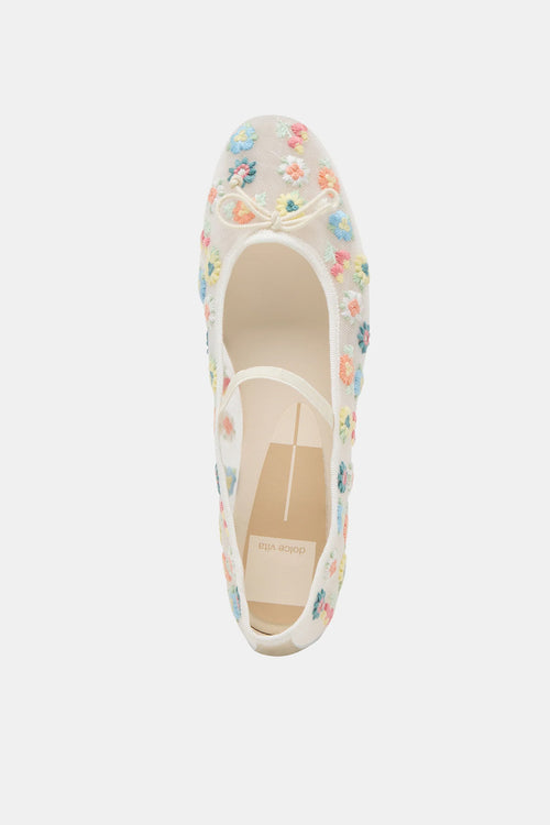 Cadel Flat Ivory Floral Mesh