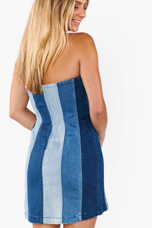 Coronado Corset Dress Shady Indigo Stripe