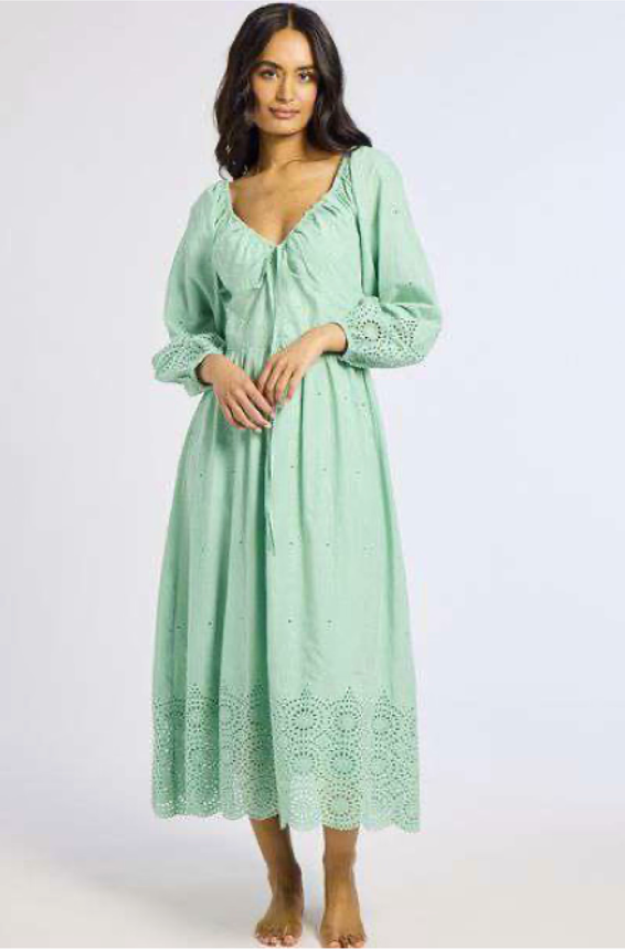 Juliette Dress Pistachio Eyelet